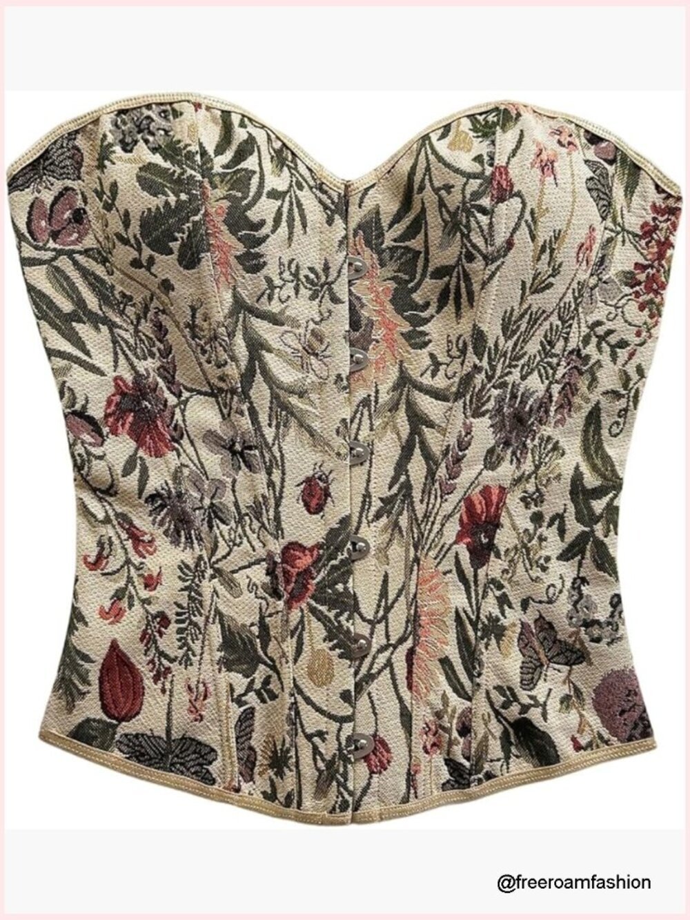 Women's Vintage Bustier Corset Top Floral Lace Up Strapless Boned Crop Tube Top